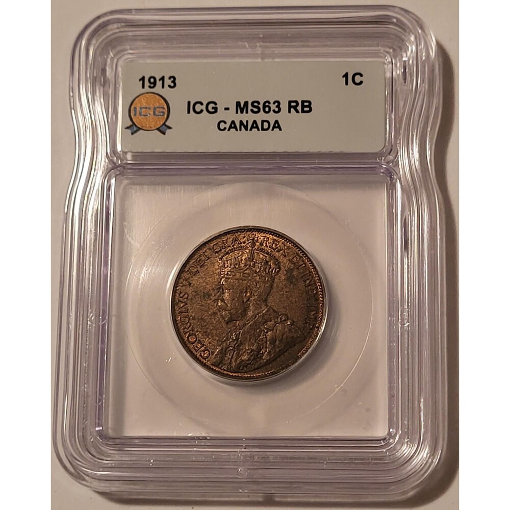 Canada George V 1913 Cent MS63 RB ICG